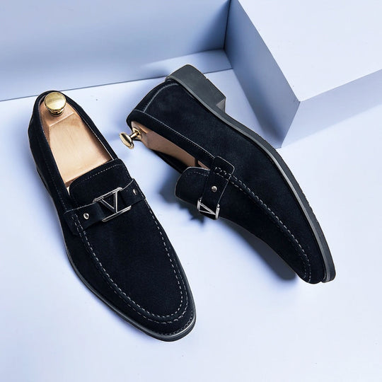 Herren Loafer Elegante Suede mit Dekorativem Schnallenverschluss 1