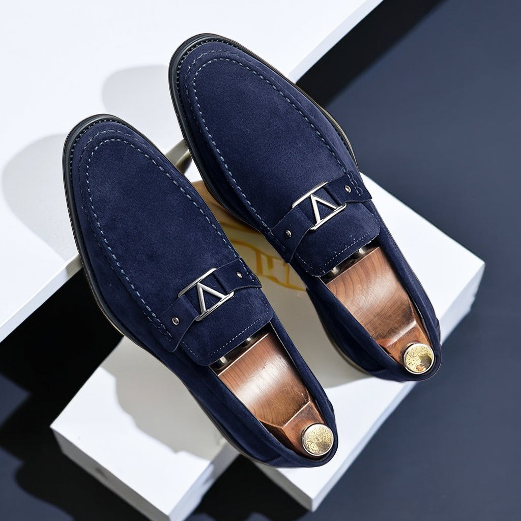 Herren Loafer Elegante Suede mit Dekorativem Schnallenverschluss 2