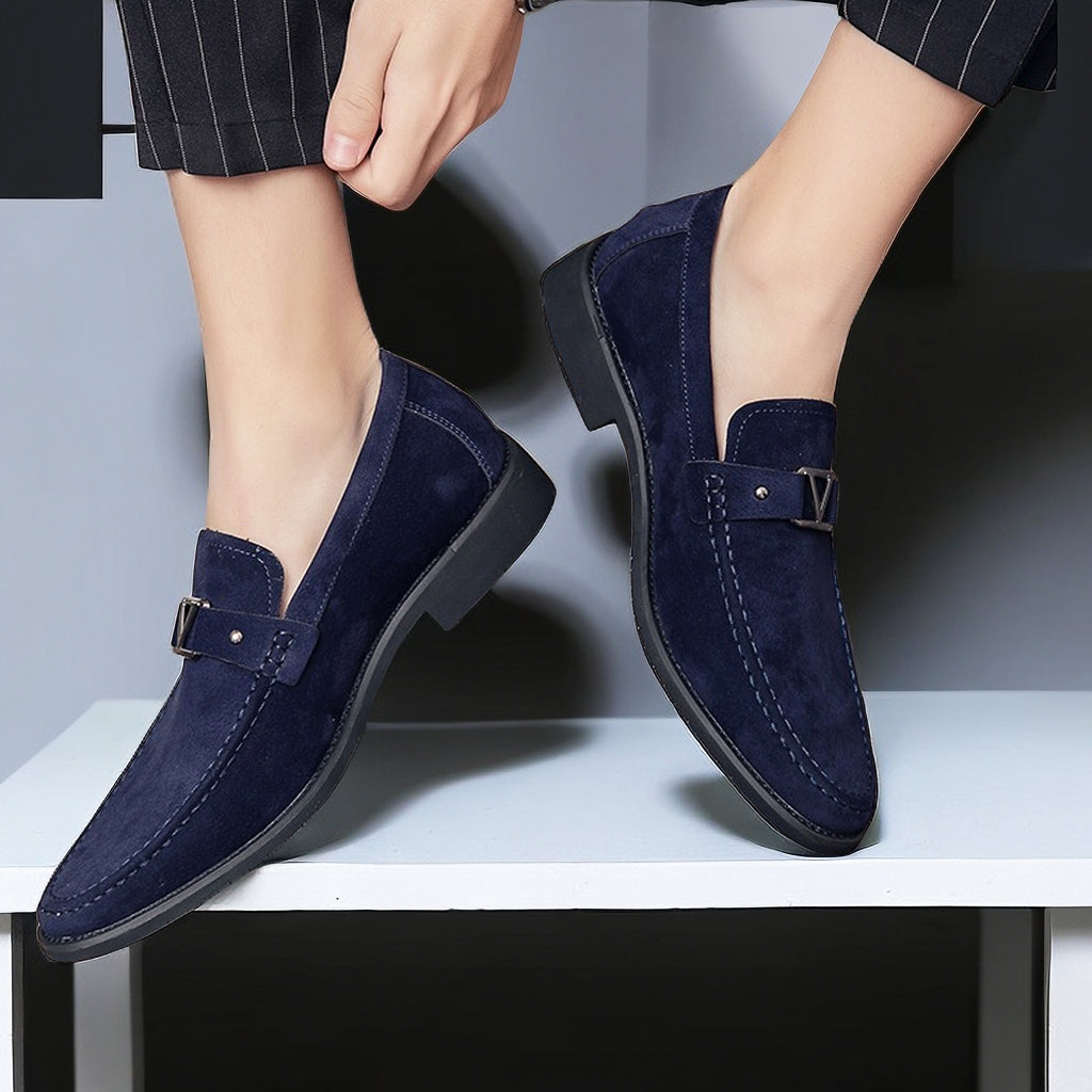 Herren Loafer Elegante Suede mit Dekorativem Schnallenverschluss 4