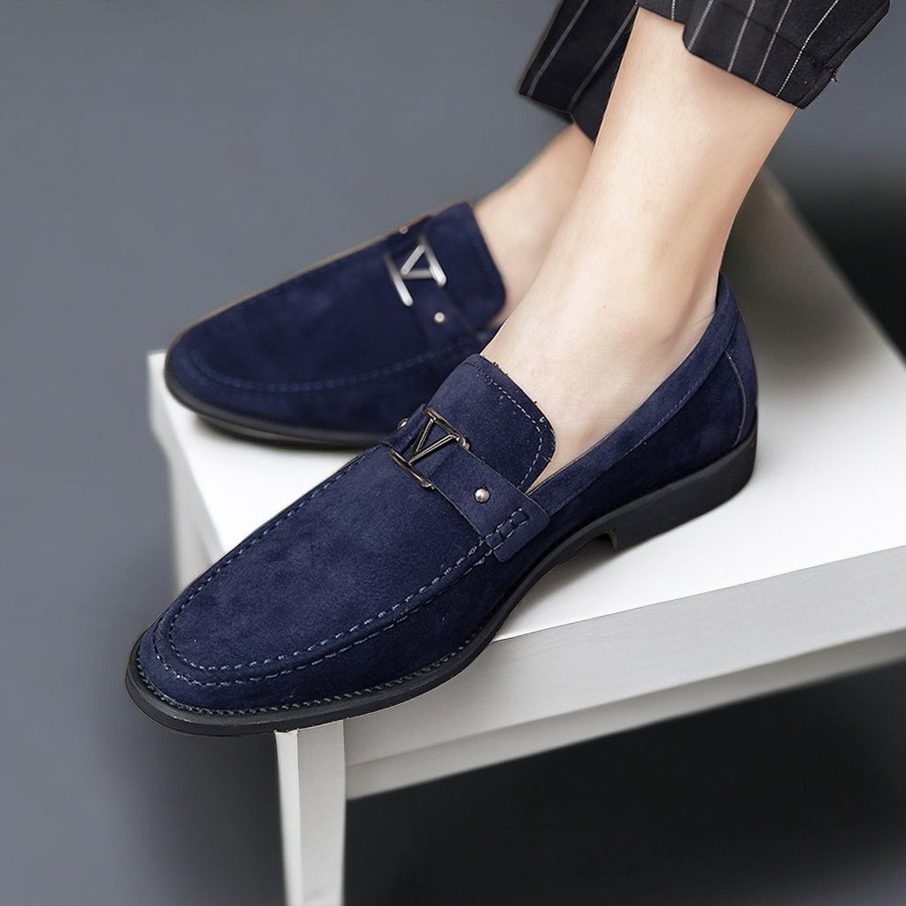 Herren Loafer Elegante Suede mit Dekorativem Schnallenverschluss 5