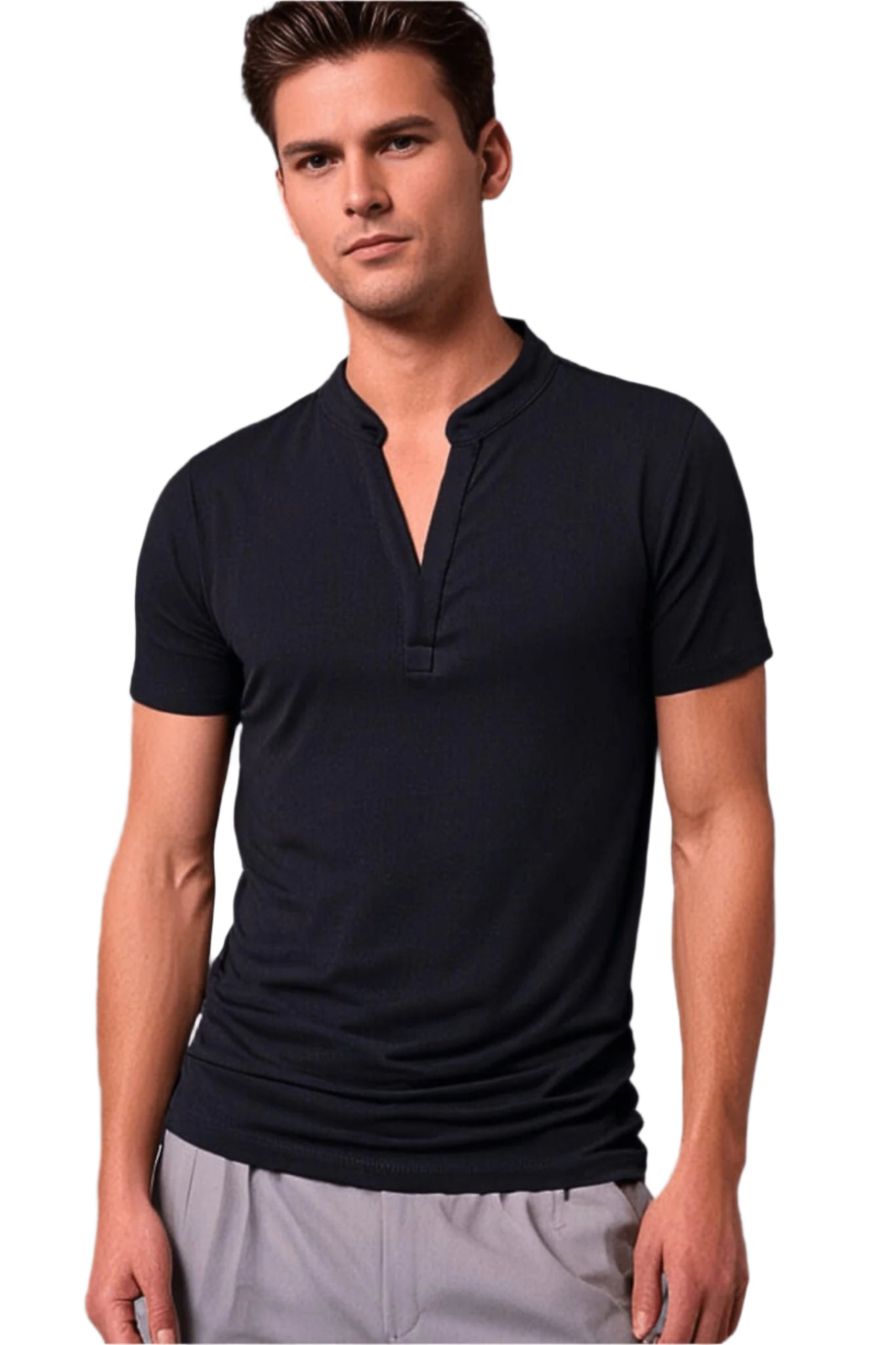 Herren Polo Shirt V-Hals Modernes Design Weiche Stoffe 0