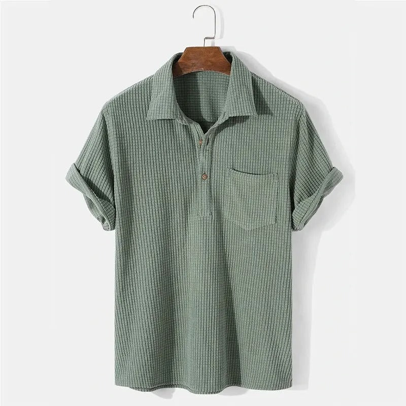 Herren Polo Shirt Waffelmuster Baumwolle 1