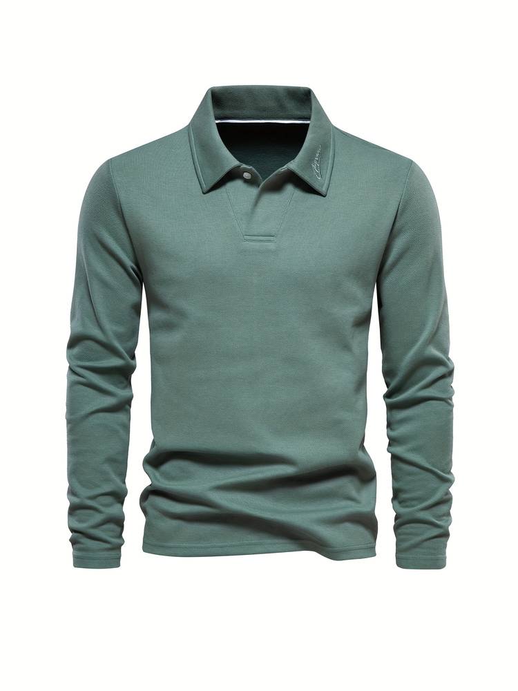 Herren Poloshirt Langarm Klassischer Kragen Atmungsaktive Baumwolle 4