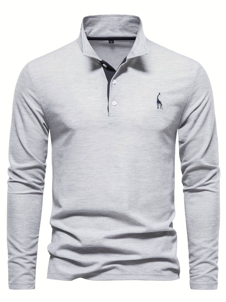 Herren Poloshirt Langarm Tailliert Baumwolle mit Kontrastdetails 3
