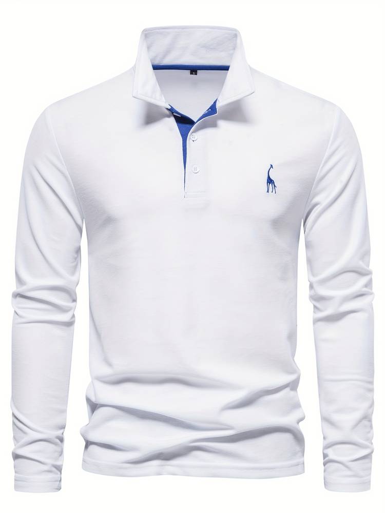 Herren Poloshirt Langarm Tailliert Baumwolle mit Kontrastdetails 5