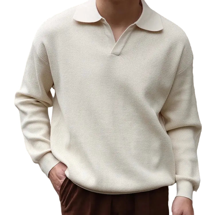 Herren Poloshirt Langarm V-Ring Stil für Zeitlosen Komfort und Eleganz 0