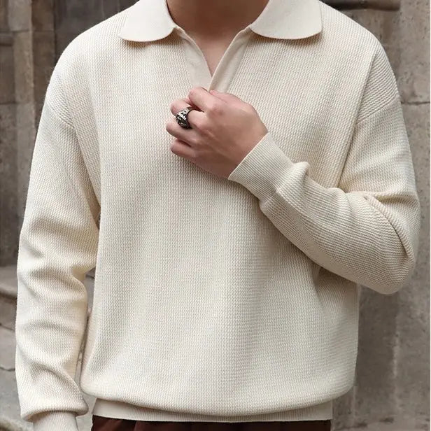 Herren Poloshirt Langarm V-Ring Stil für Zeitlosen Komfort und Eleganz 1
