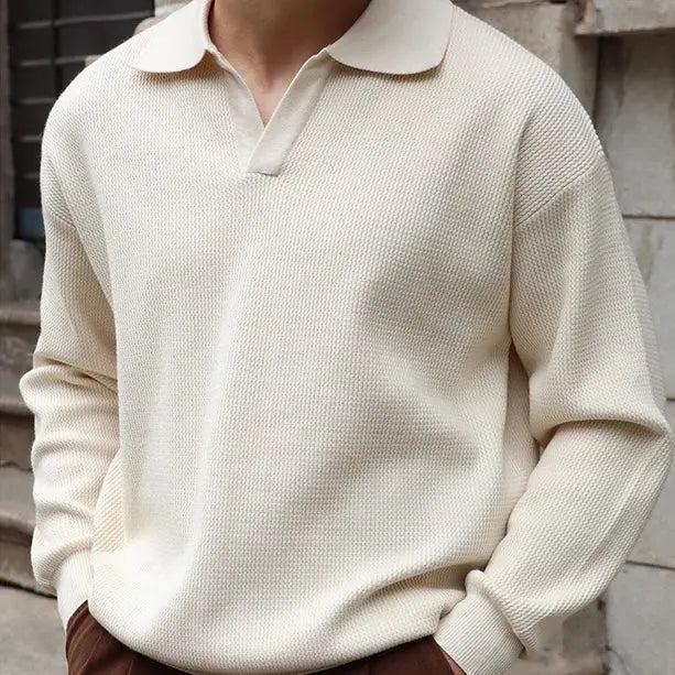 Herren Poloshirt Langarm V-Ring Stil für Zeitlosen Komfort und Eleganz 4
