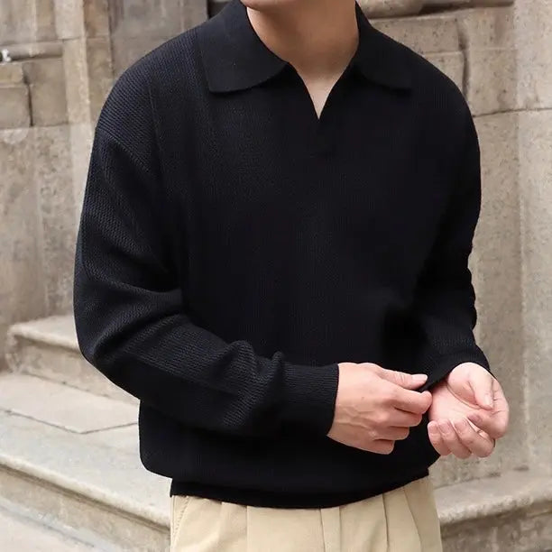 Herren Poloshirt Langarm V-Ring Stil für Zeitlosen Komfort und Eleganz 7