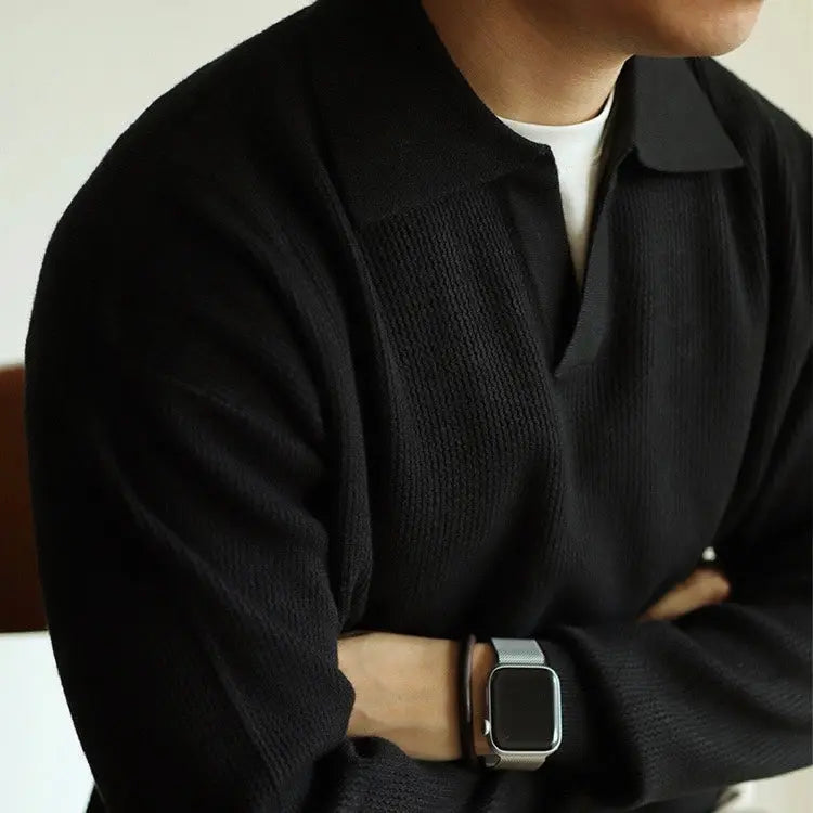 Herren Poloshirt Langarm V-Ring Stil für Zeitlosen Komfort und Eleganz 8