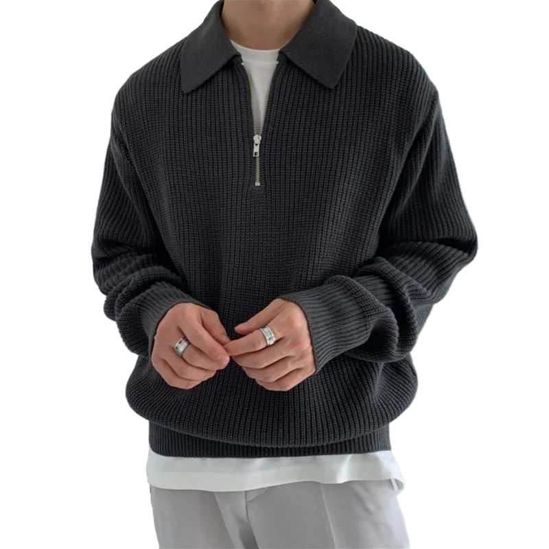 Herren Poloshirt mit Reißverschluss aus Kaschmir, Klassischer Schnitt, Bequem und Stilvoll 0