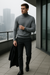 Herren Pullover mit Stehkragen und gerippten Bündchen 1