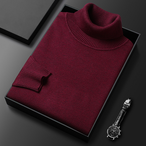 Herren Pullover mit Stehkragen und gerippten Bündchen 3