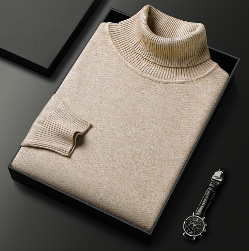 Herren Pullover mit Stehkragen und gerippten Bündchen 4