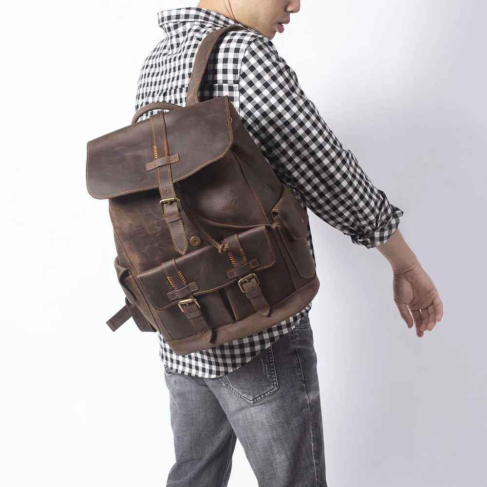 Herren Rucksack Vintage mit Schnallenriemen 2