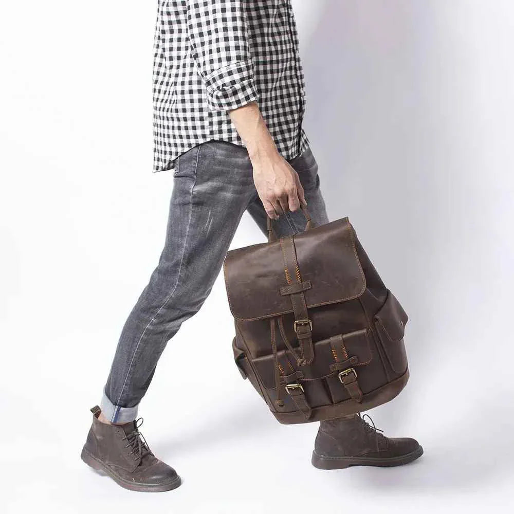 Herren Rucksack Vintage mit Schnallenriemen 4