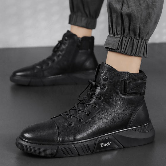 Herren Stiefel Hoch Schwarz Handgefertigt für Herbst 1