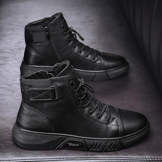 Herren Stiefel Hoch Schwarz Handgefertigt für Herbst 3