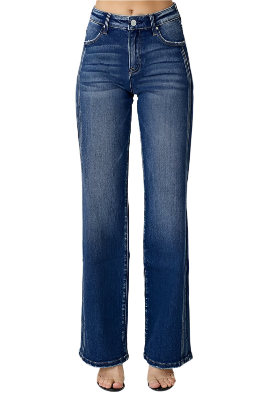 Herren Straight Jeans Mittlere Taille Dunkelblau 0