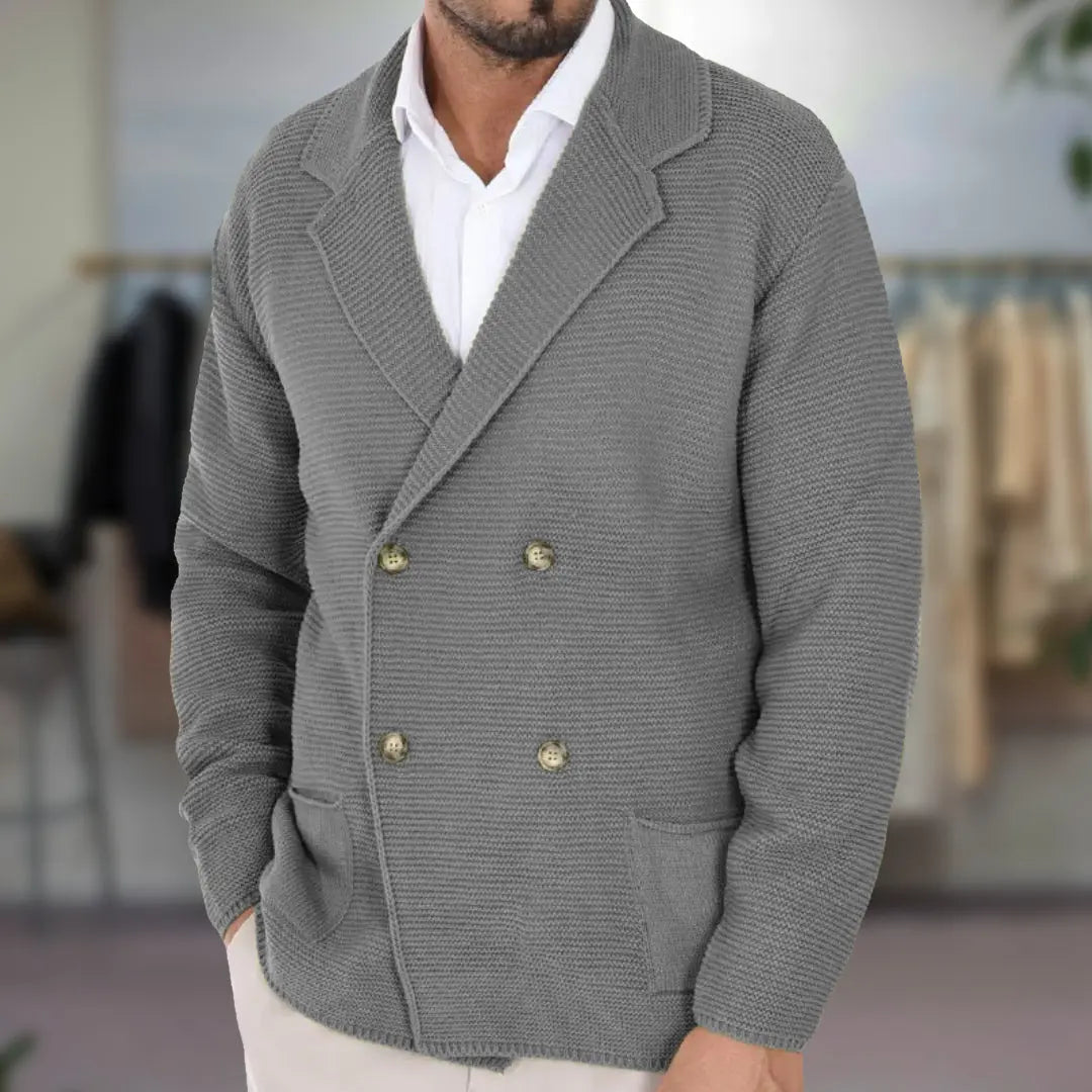 Herren Strickjacke Doppelt Knopf 2