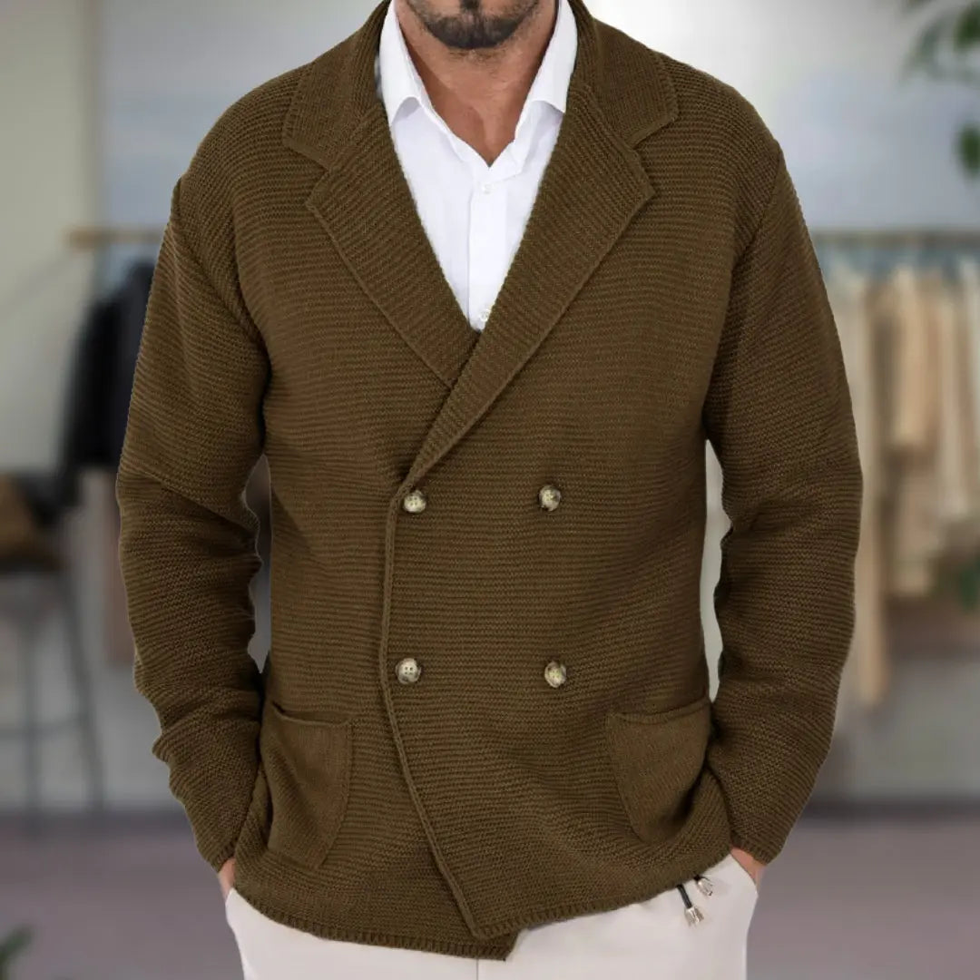 Herren Strickjacke Doppelt Knopf 3