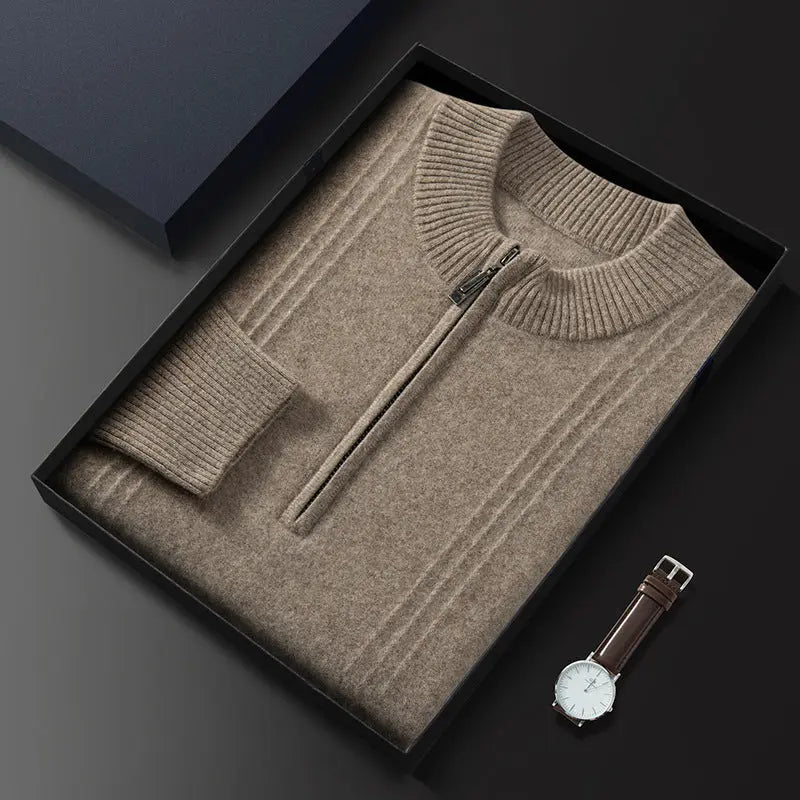 Herren Strickjacke Mit Halb Reißverschluss Modernes Design 0
