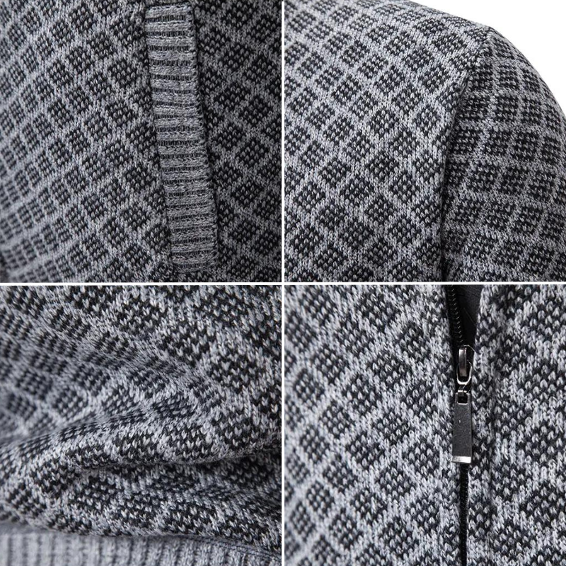 Herren Strickjacke Mit Reißverschluss Geometrisches Muster Aus Weichem Material 4