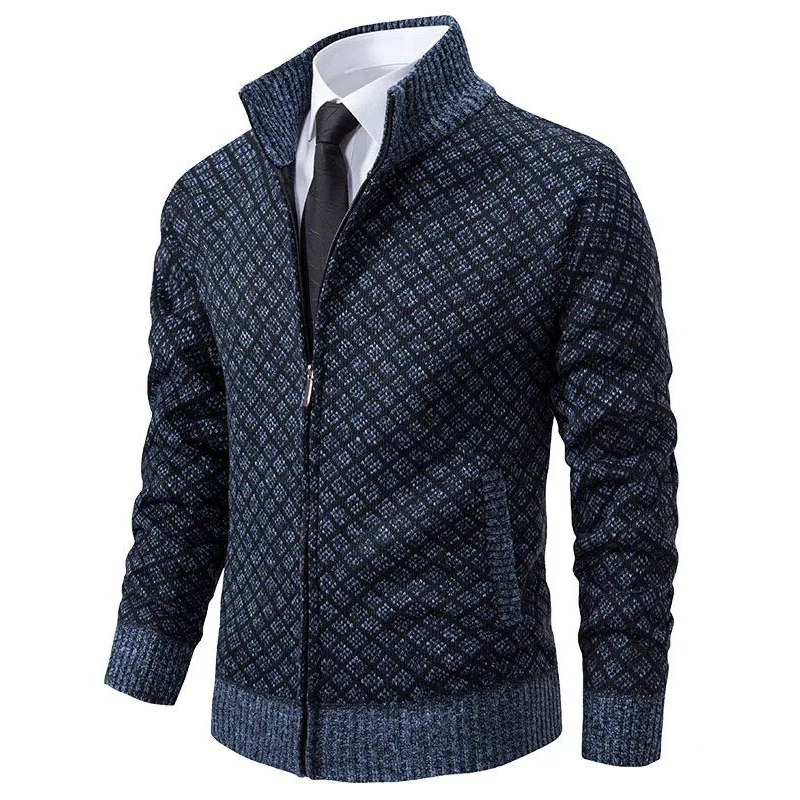 Herren Strickjacke Mit Reißverschluss Geometrisches Muster Aus Weichem Material 6
