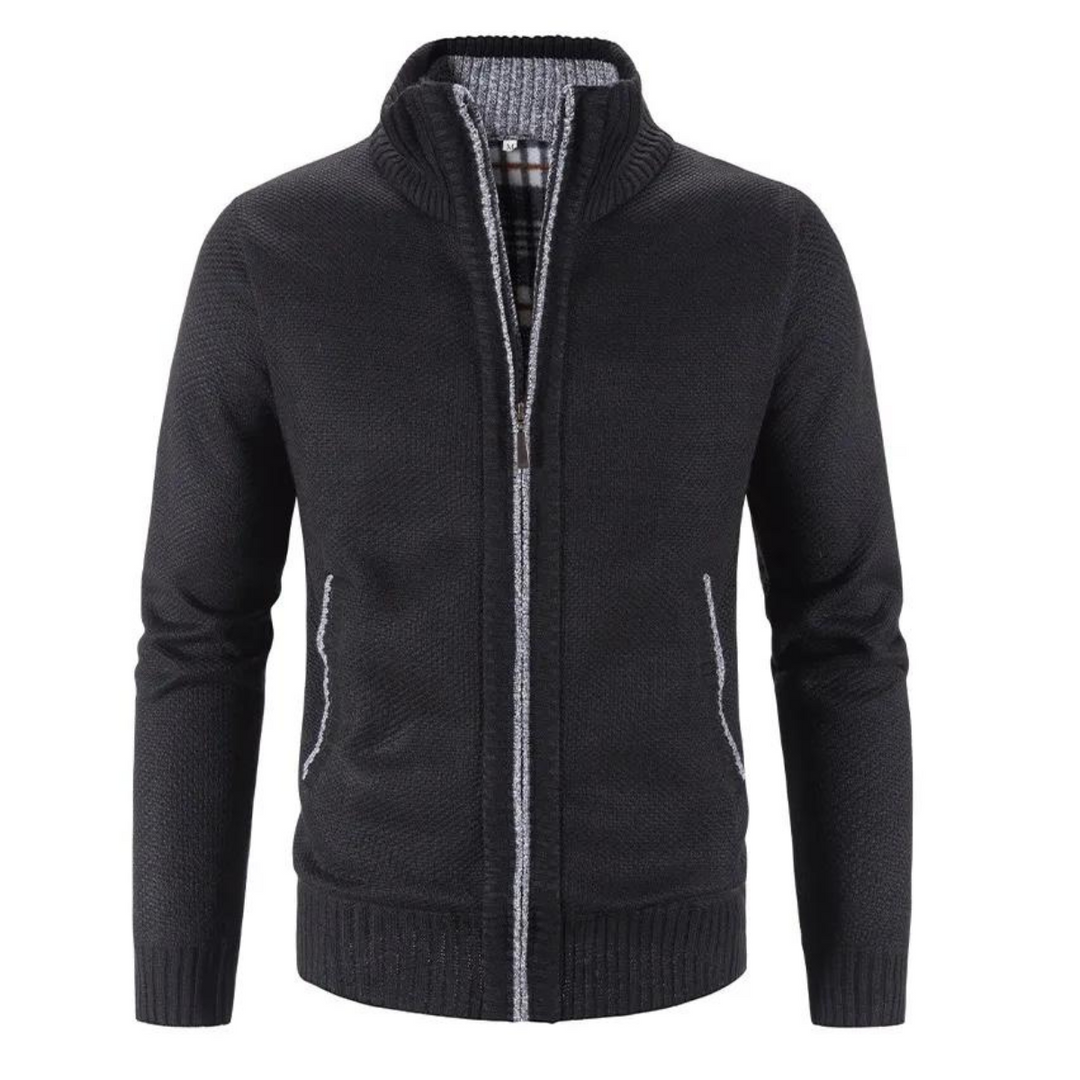 Herren Strickjacke Mit Reißverschluss Stehkragen Für Vielseitige Looks 0
