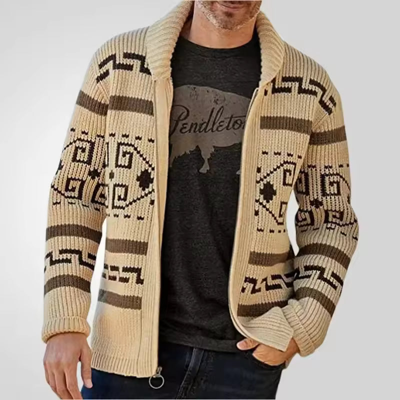 Herren Strickjacke Mit Reißverschluss Und Gemustertem Design 2