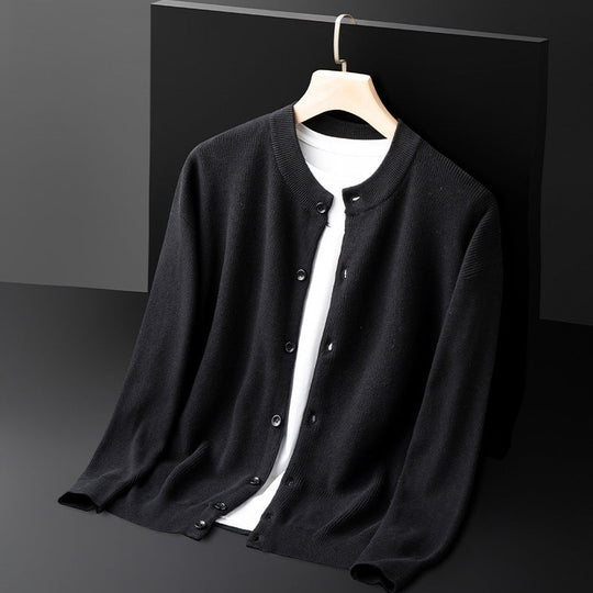 Herren Strickjacke Schmal Geschnitten mit Knopfleiste und Rippdetails 2