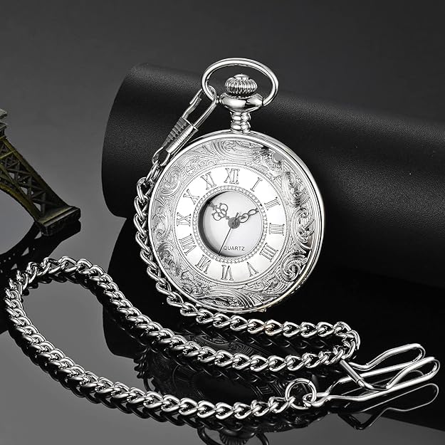 Herren Taschenuhr Vintage Stil mit Kette für stilvolle Anlässe 4
