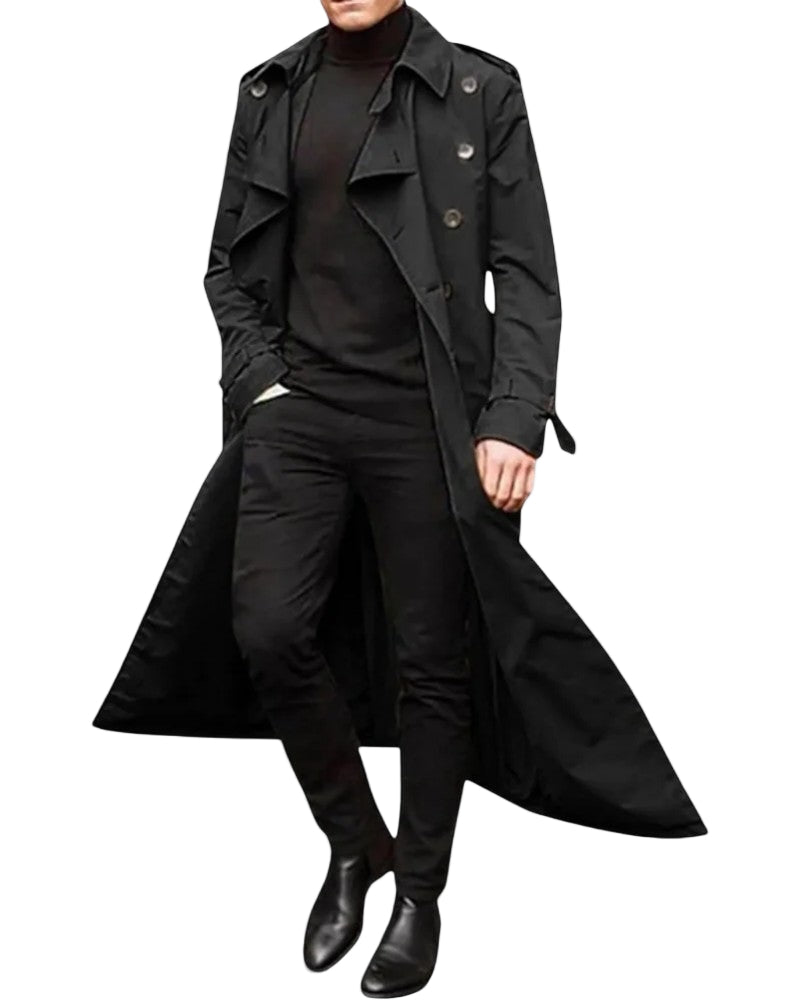 Herren Trenchcoat Zweireihig Lang 0