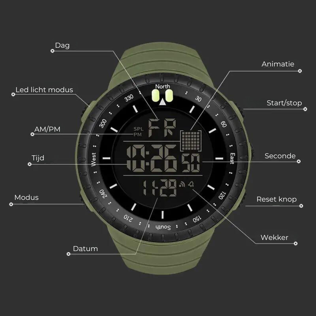 Herren Uhr Multifunktional Outdoor Mit Wasserdichtigkeit und Nachtbeleuchtung 3