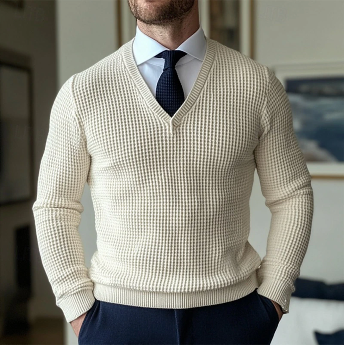 Herren V-Neck Pullover Stilvoll 0