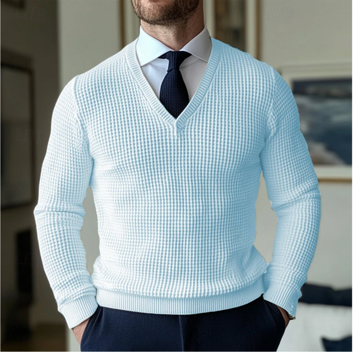 Herren V-Neck Pullover Stilvoll 3
