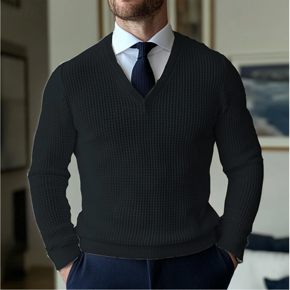 Herren V-Neck Pullover Stilvoll 4