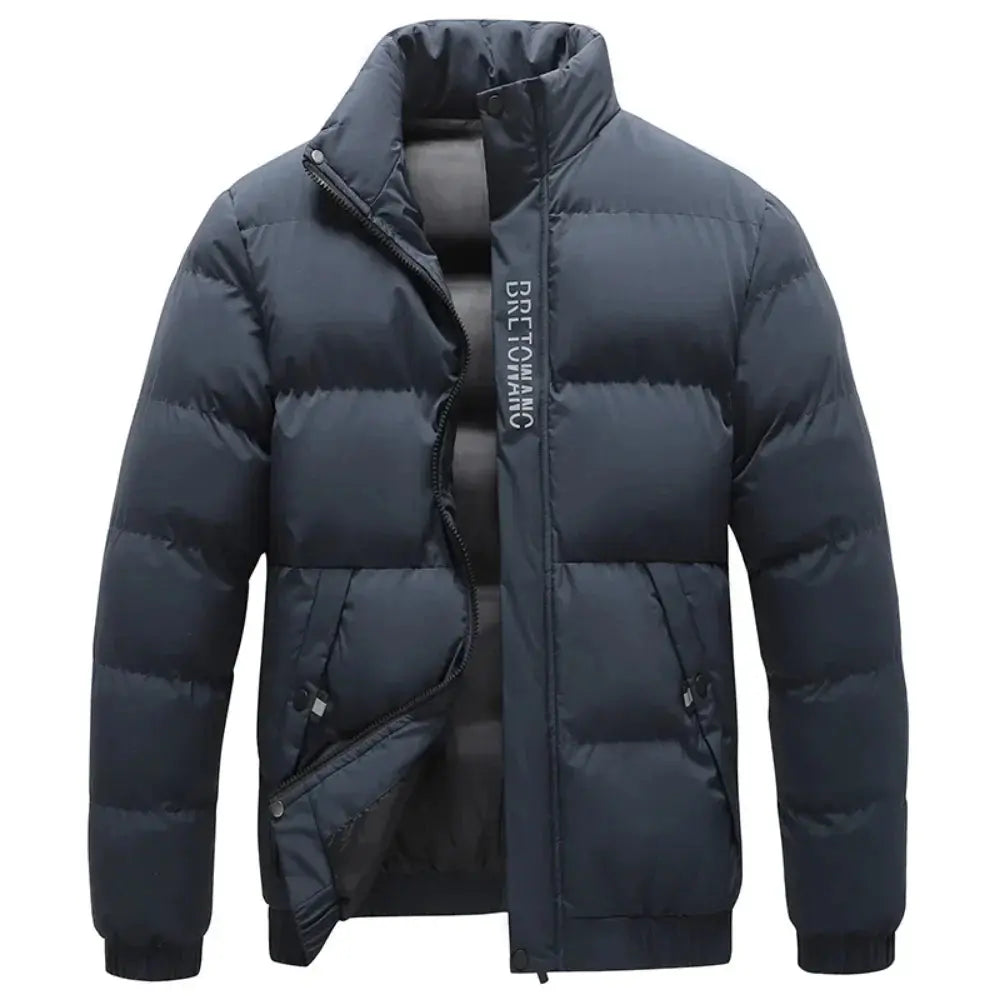Herren Winterjacke mit Kragen und verstellbarer Kapuze 0