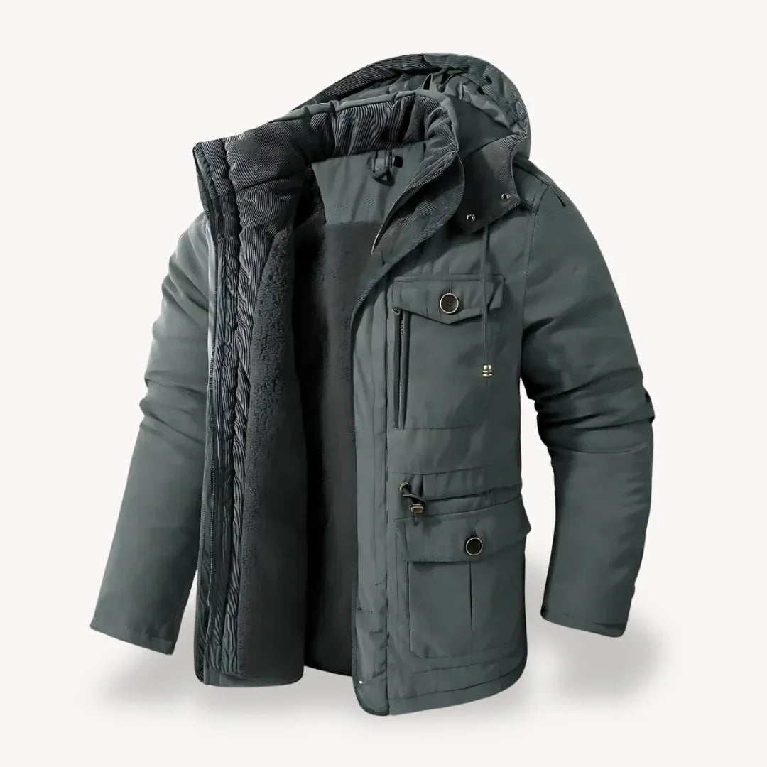 Herren Winterparka Mit Fleece-Futter Und Abnehmbarer Kapuze 3