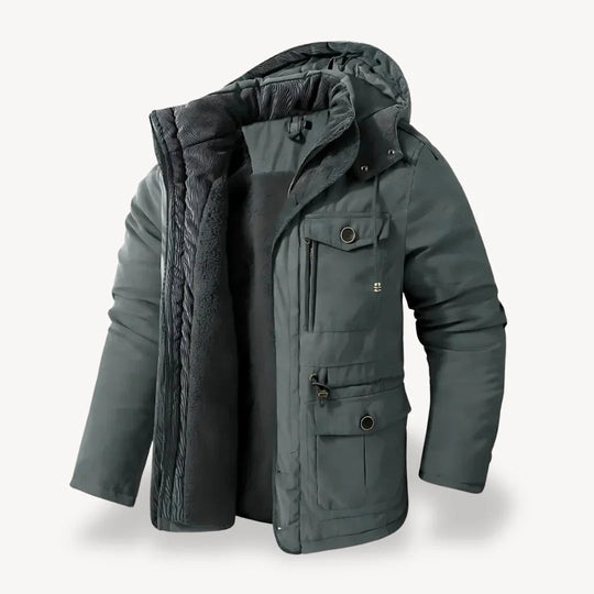 Herren Winterparka Mit Fleece-Futter Und Abnehmbarer Kapuze 3