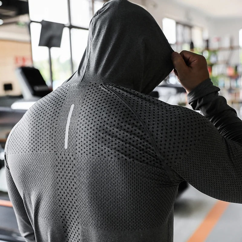 Herren Zip Hoodie Slim Fit Atmungsaktiv Polyester 1