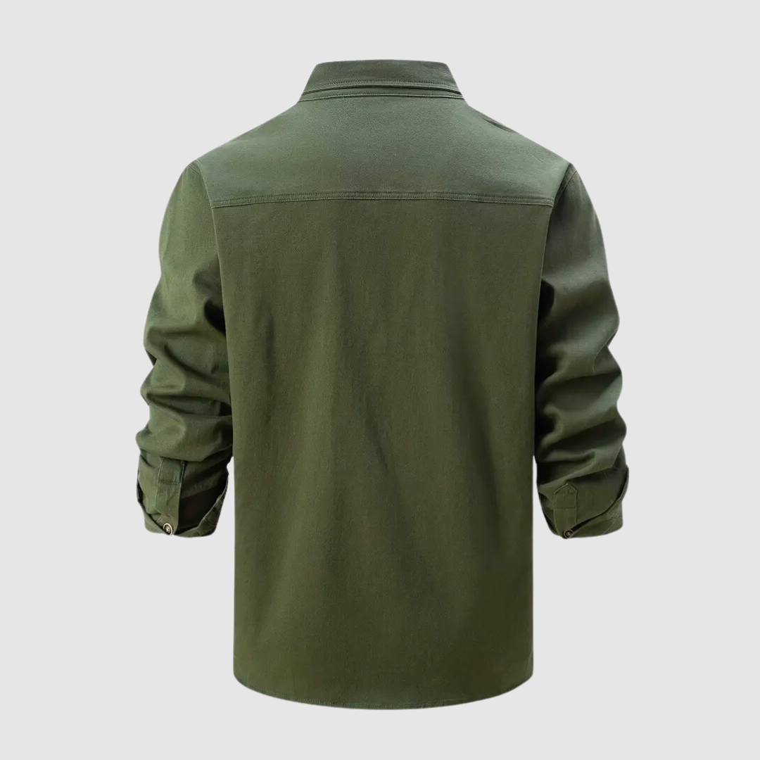 Herrenhemd Casual Langarm Baumwolle mit Robuster Passform und Brusttaschen 2