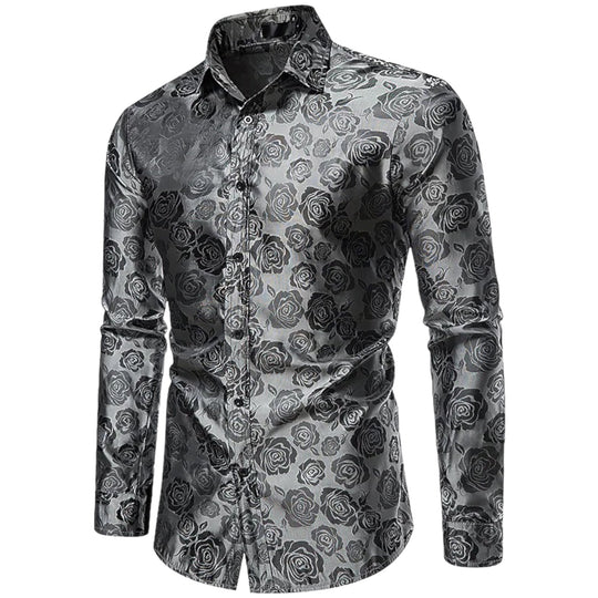 Herrenhemd Langarm Florales Design Bequemer Stoff 4