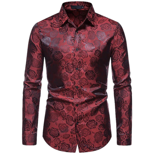 Herrenhemd Langarm Florales Design Bequemer Stoff 8