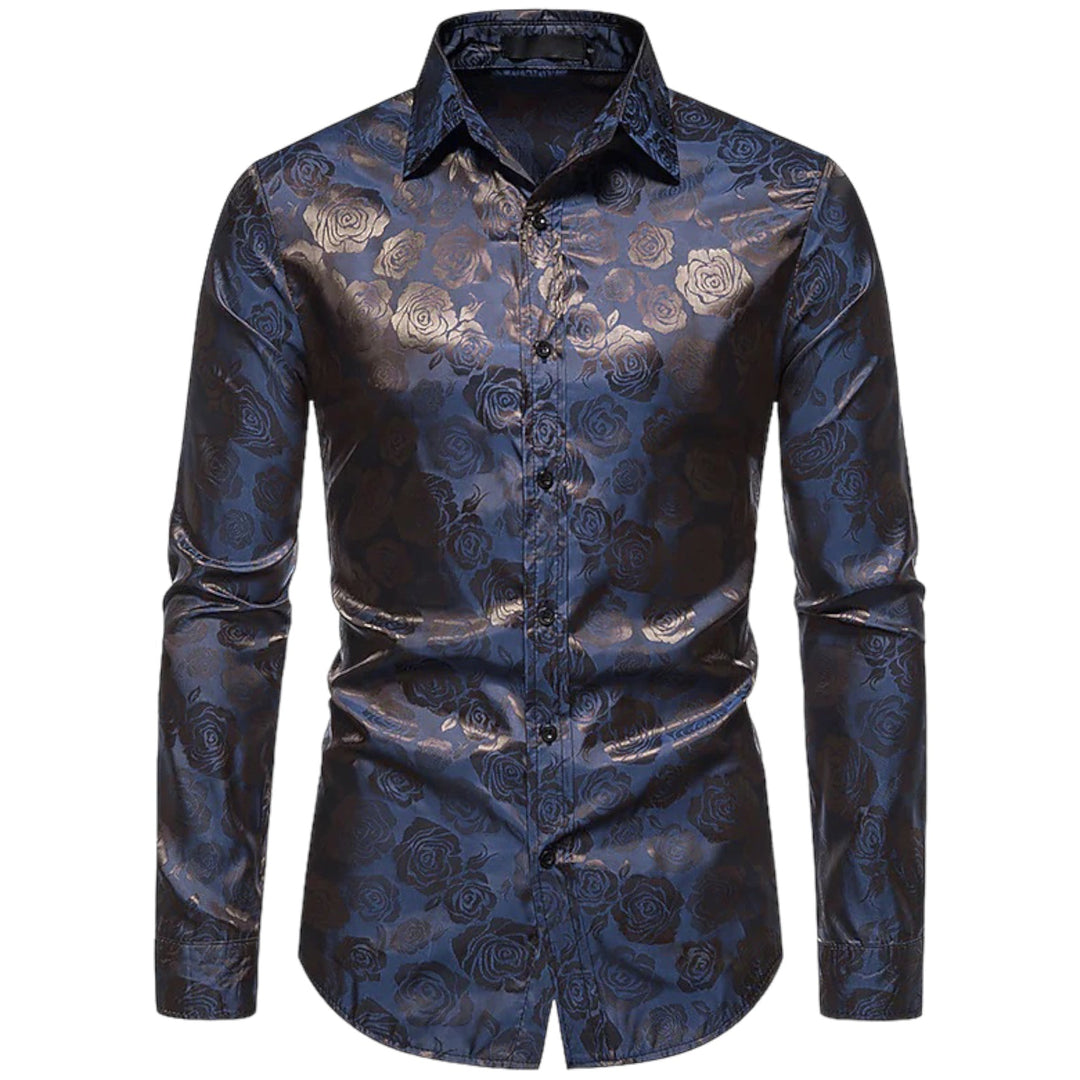 Herrenhemd Langarm Florales Design Bequemer Stoff 9