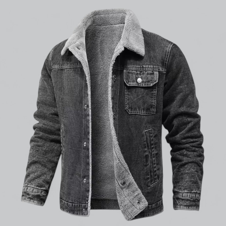 Herrenjacke Denim Stil mit Fleece-Futter für Wintermode 1