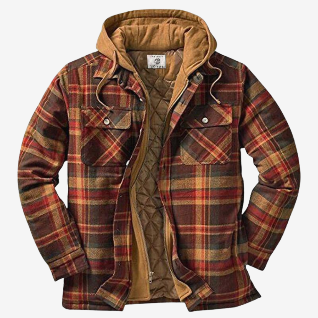 Herrenjacke Fleecegefüttert Karomuster mit Kapuze für Outdoor und Alltag 2