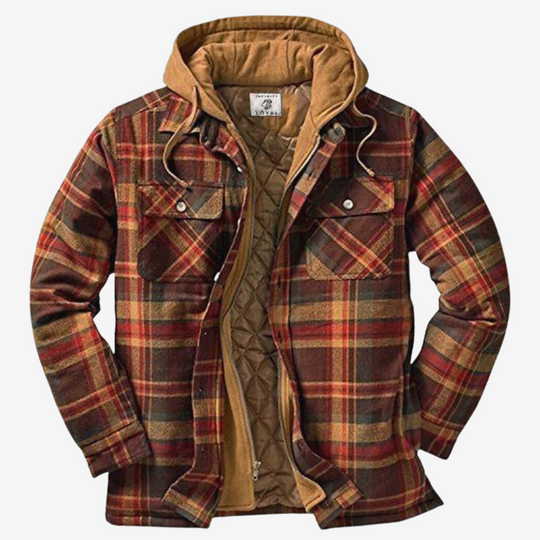 Herrenjacke Fleecegefüttert Karomuster mit Kapuze für Outdoor und Alltag 2