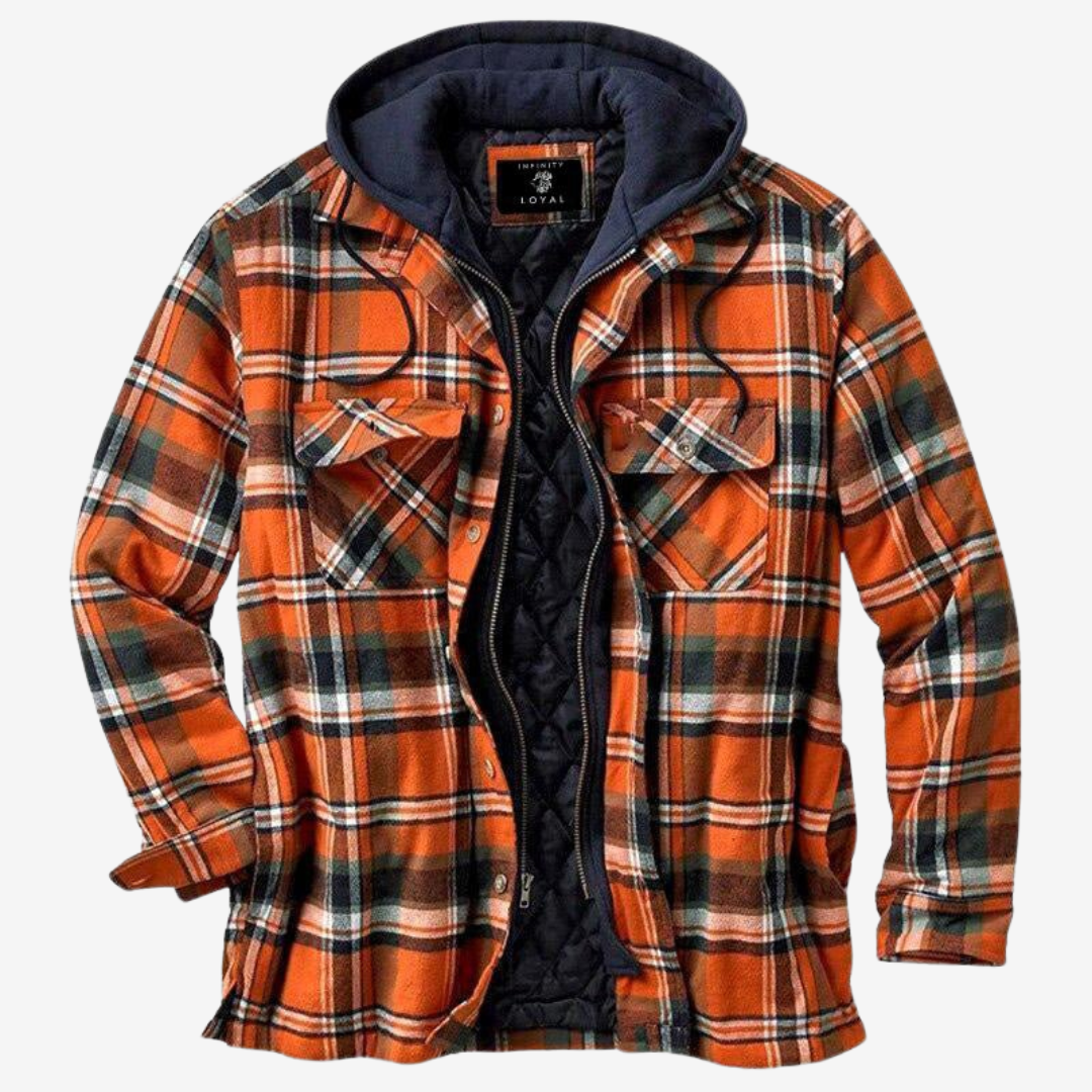 Herrenjacke Fleecegefüttert Karomuster mit Kapuze für Outdoor und Alltag 3