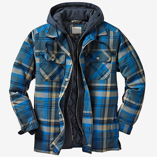 Herrenjacke Fleecegefüttert Karomuster mit Kapuze für Outdoor und Alltag 5